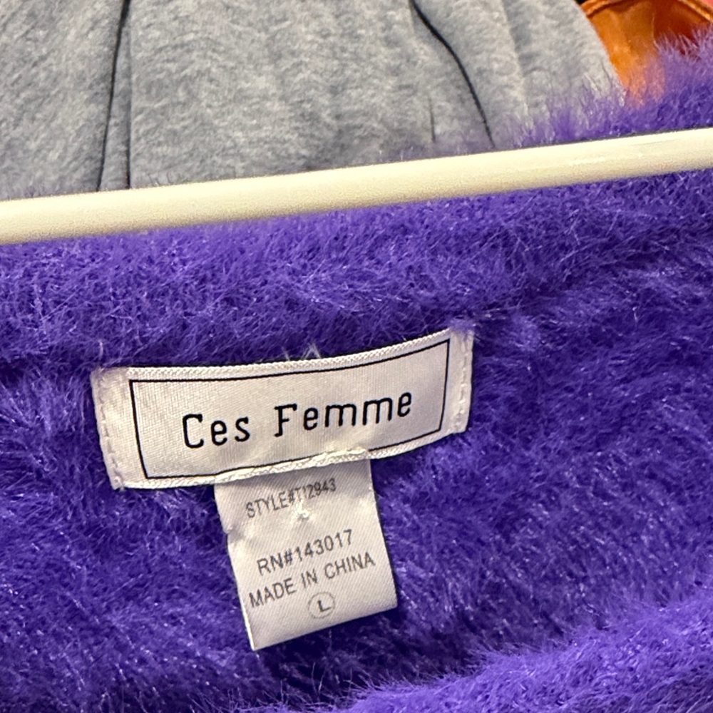 Ces Femme Vibrant Purple Fuzzy Sweater